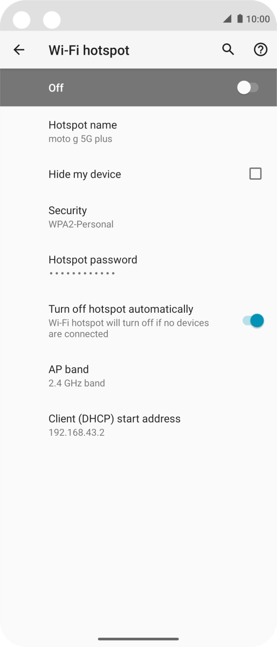Press Hotspot password.