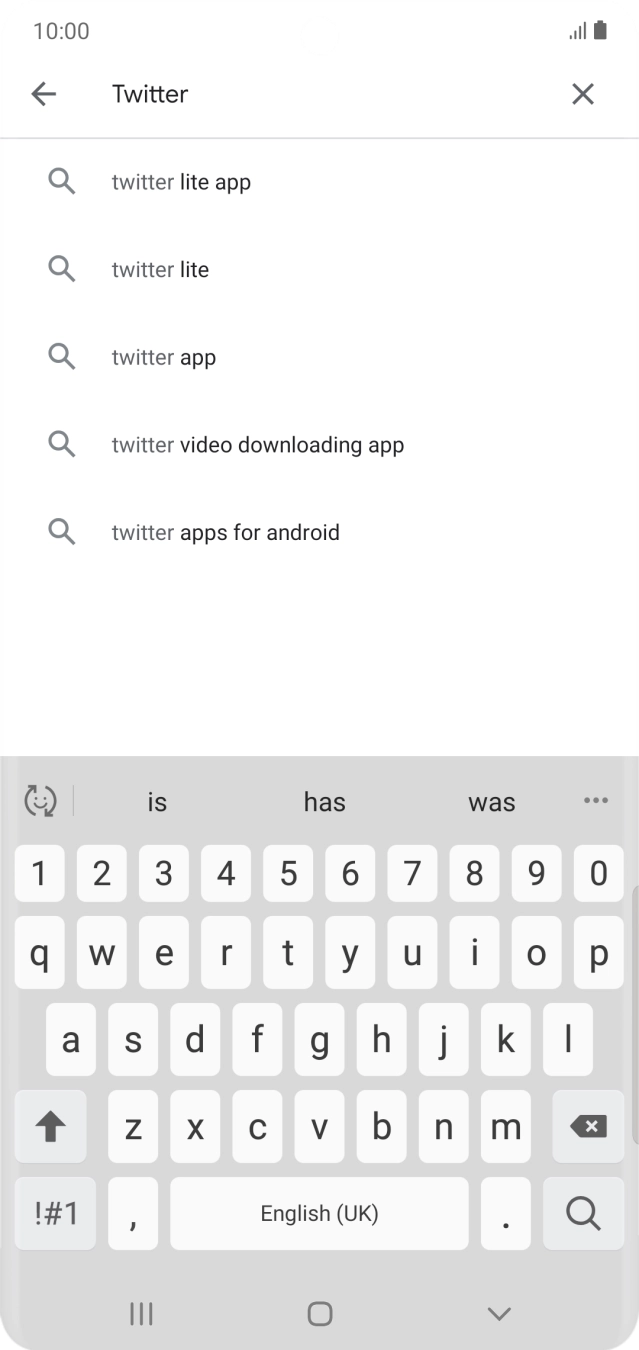Key in Twitter and press the search icon.