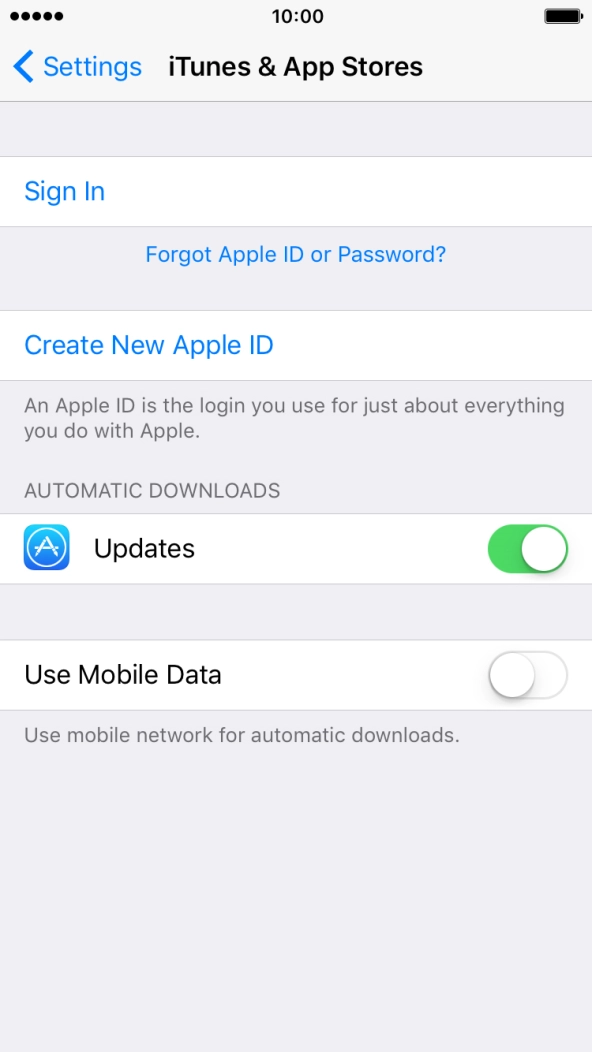If you don't have an Apple ID, press Create New Apple ID and follow the instructions on the screen to create an Apple ID.