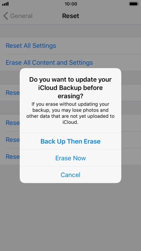 Press the required setting. Press the required setting.