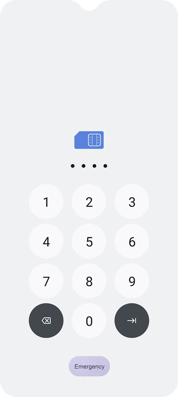 If your SIM is locked, key in your PIN and press arrow right. If your SIM is locked, key in your PIN and press arrow right.