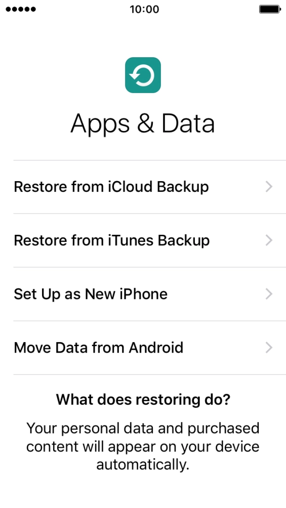 Press Restore from iCloud Backup.