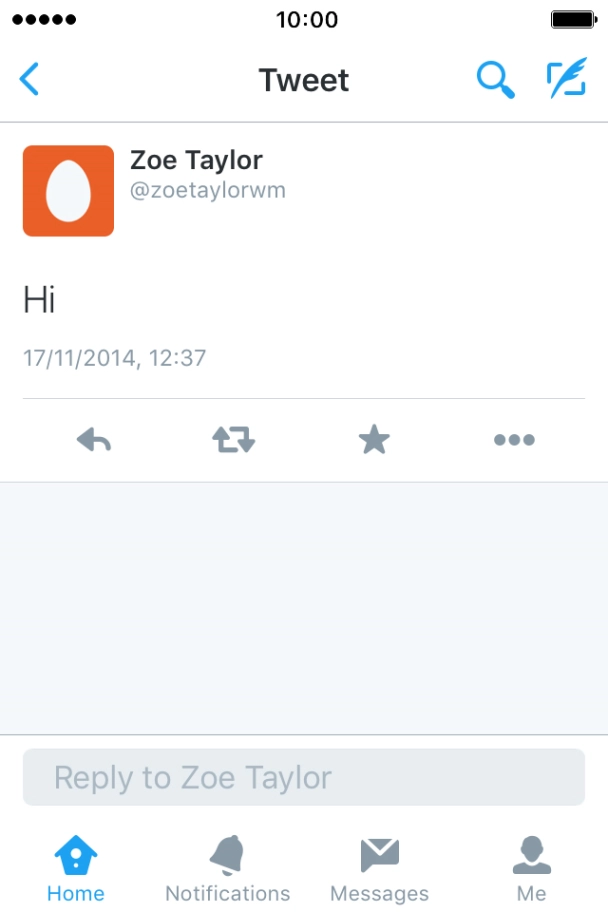 Press the reply icon. Press the reply icon.