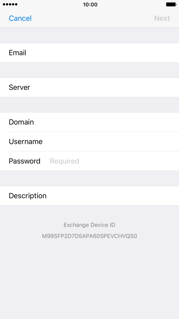 Press Password and key in the password for your email account.