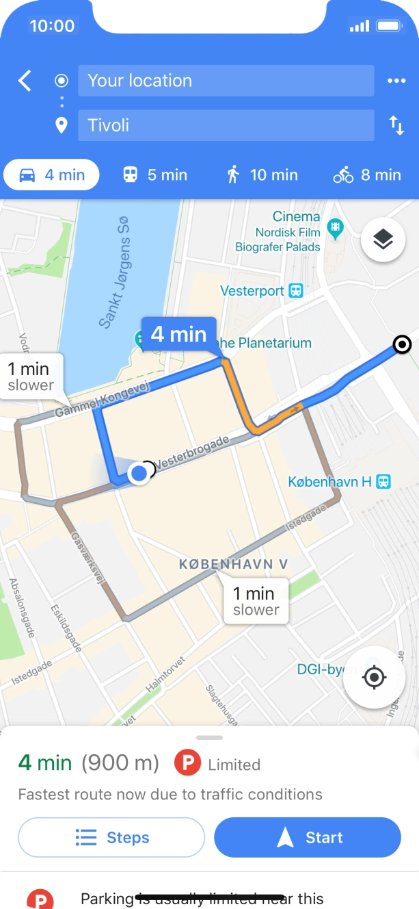 Press the required mode of transportation.