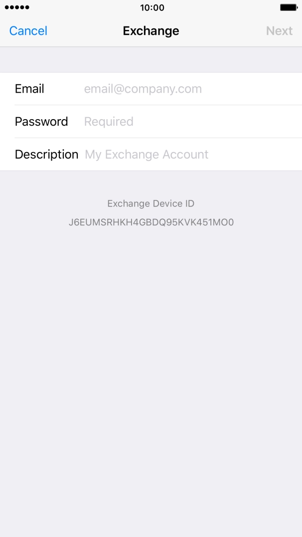 Press Email and key in your email address.