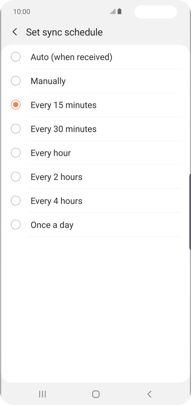Press the required setting.