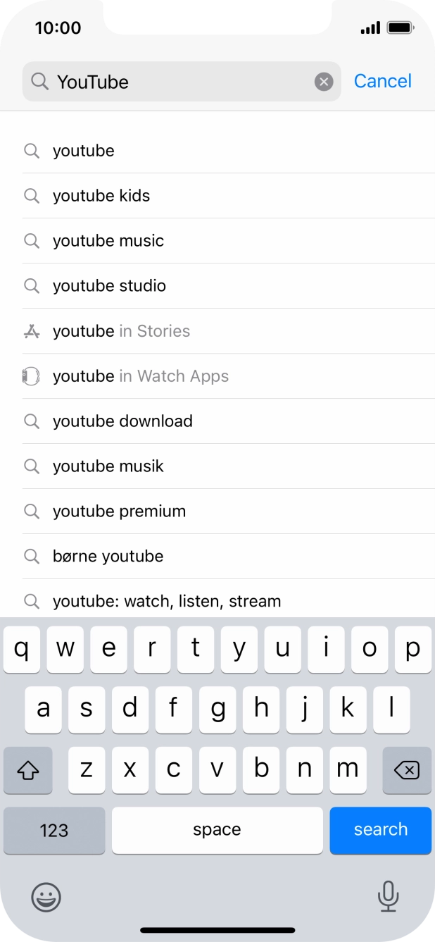 Key in YouTube and press search.