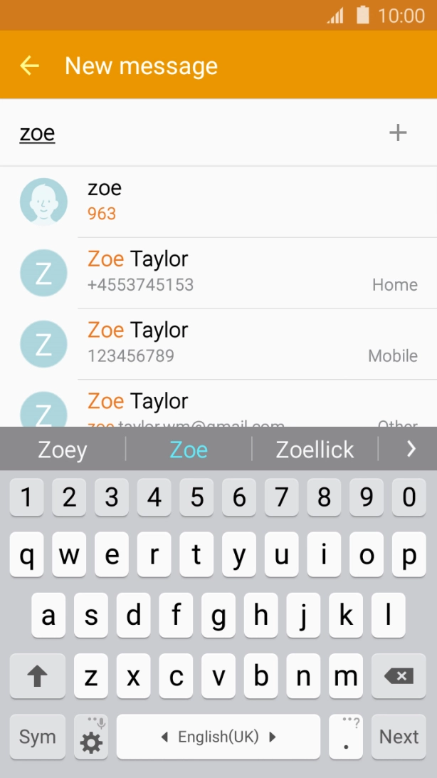 Press the required contact.