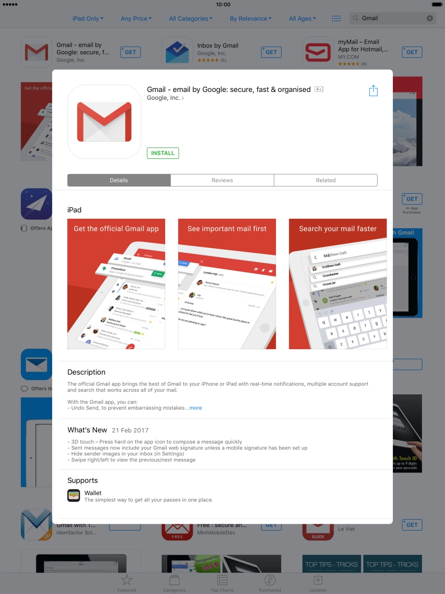 Press INSTALL and wait while Gmail is installed. Press INSTALL and wait while Gmail is installed.