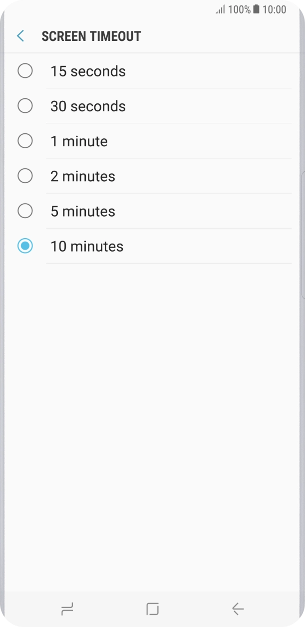 Press the required setting.
