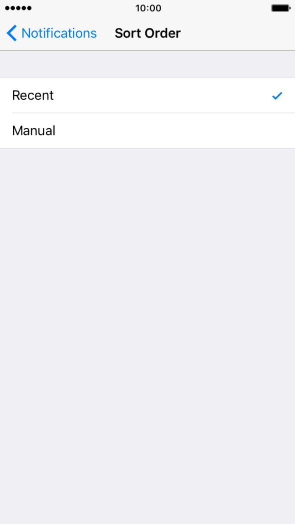 Press Recent to sort push notifications by time.