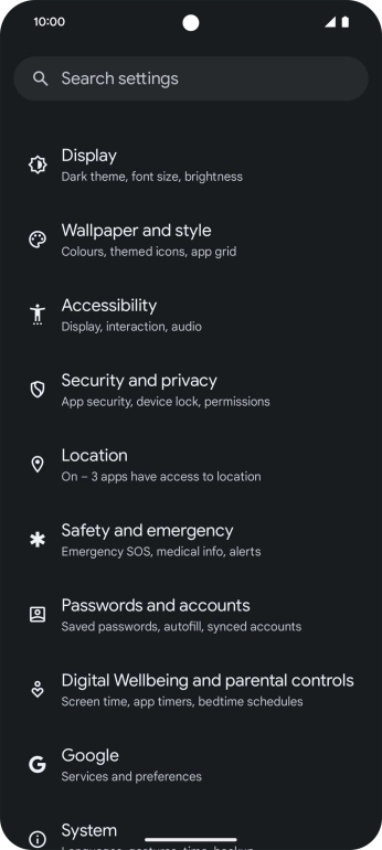 Press Passwords and accounts. Press Passwords and accounts.