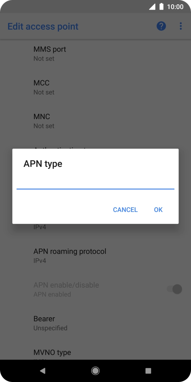 Key in default and press OK. Key in default and press OK.