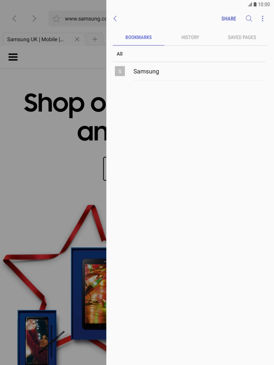 Press the required bookmark.