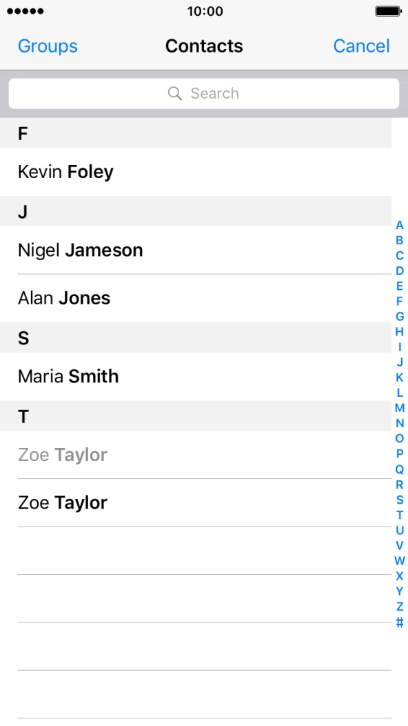 Press the required contact.