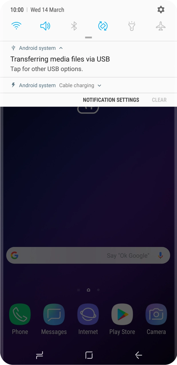Press Tap for other USB options..