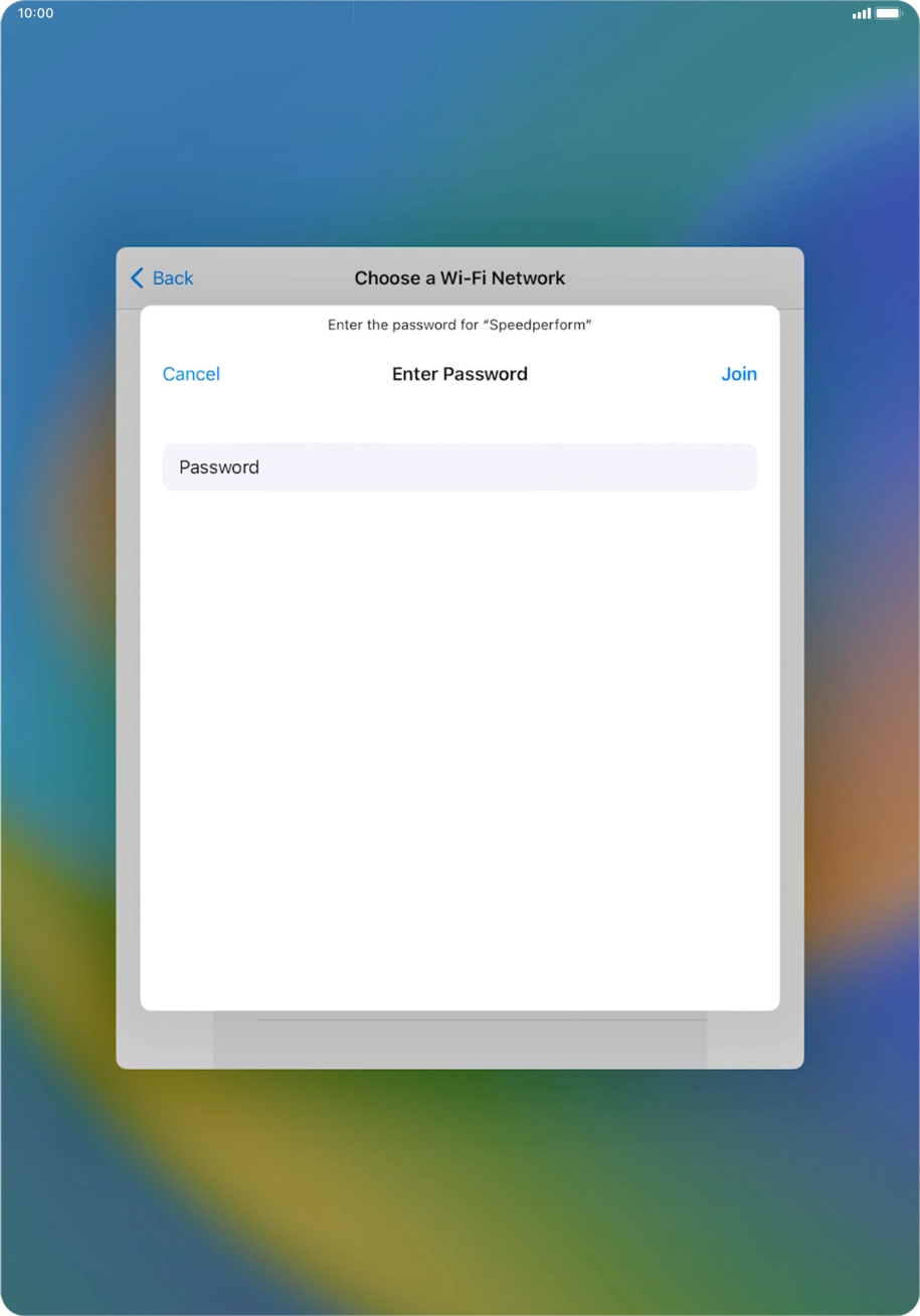 Key in the password for the Wi-Fi network and press Join. Key in the password for the Wi-Fi network and press Join.