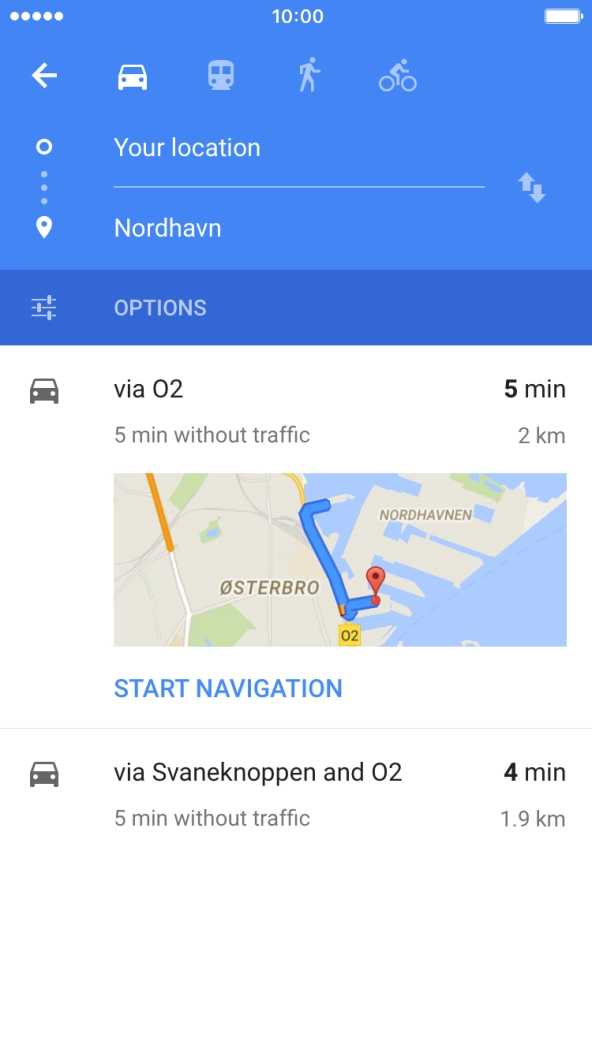 Press the required mode of transportation.