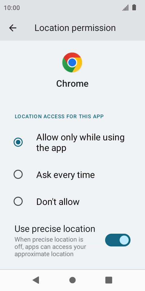 Press the required setting.
