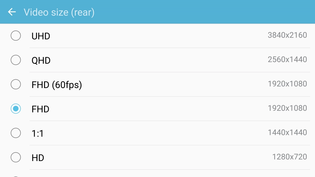 Press the required setting.