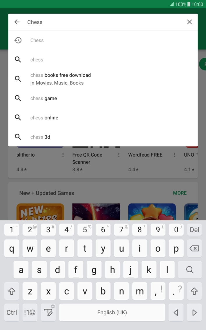 Key in the name or subject of the required app and press the search icon.