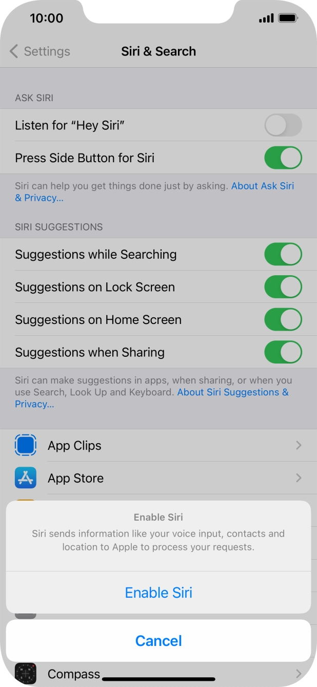 Press Enable Siri. Press Enable Siri.