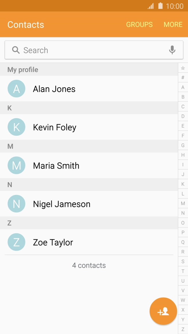 Press the new contact icon.