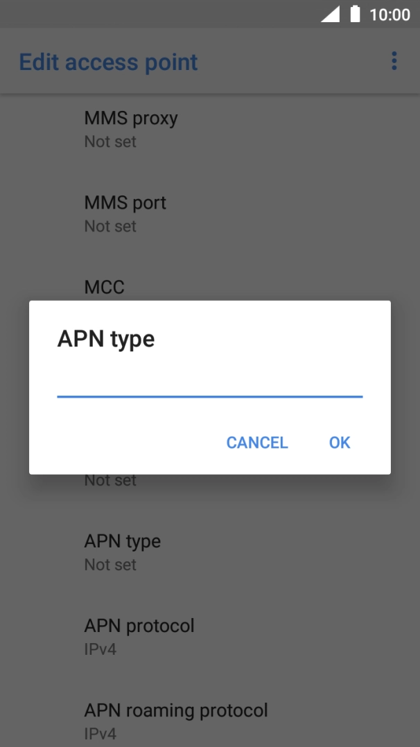 Key in default and press OK.