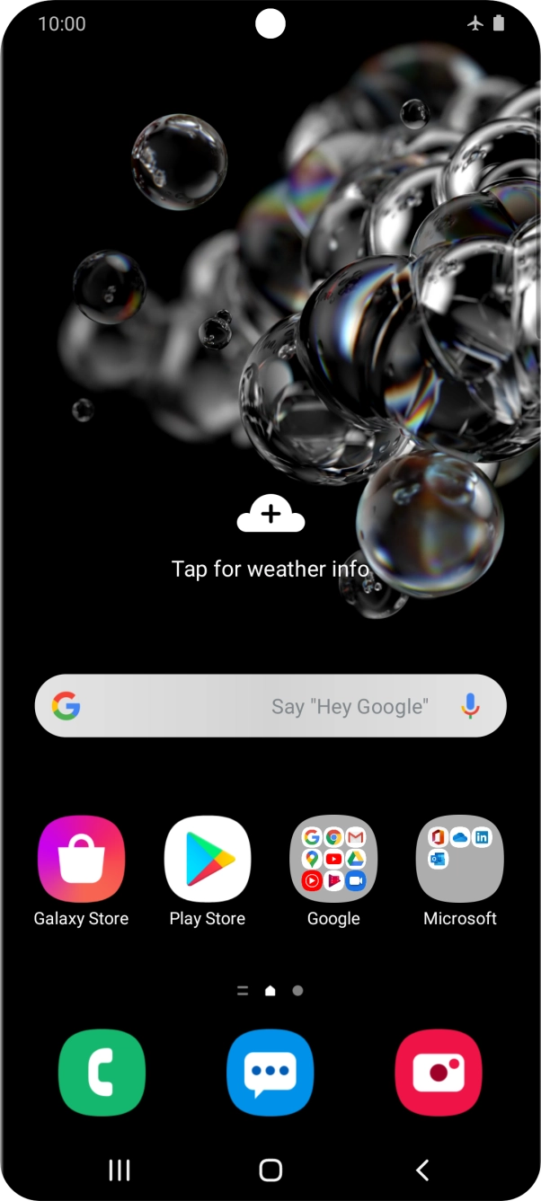 The flight mode icon shows that flight mode is turned on.