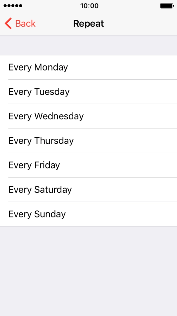 Press the required days.