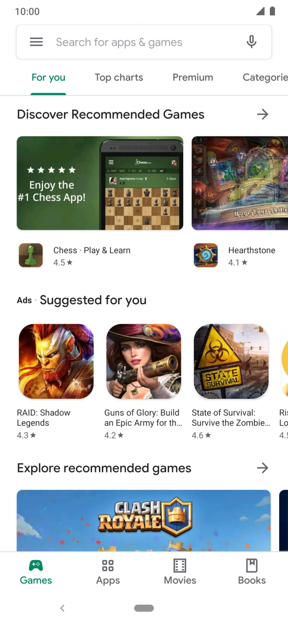 Press the search field.