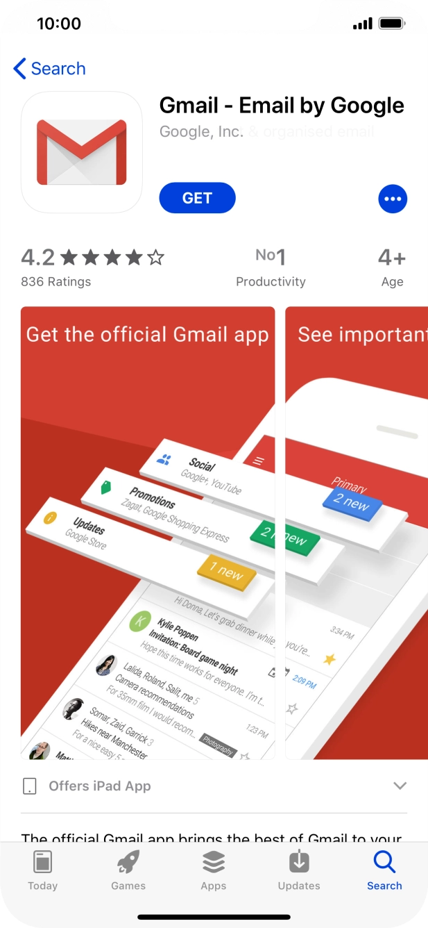 Press GET and follow the instructions on the screen to install the app.