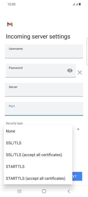 Press SSL/TLS. Press SSL/TLS.