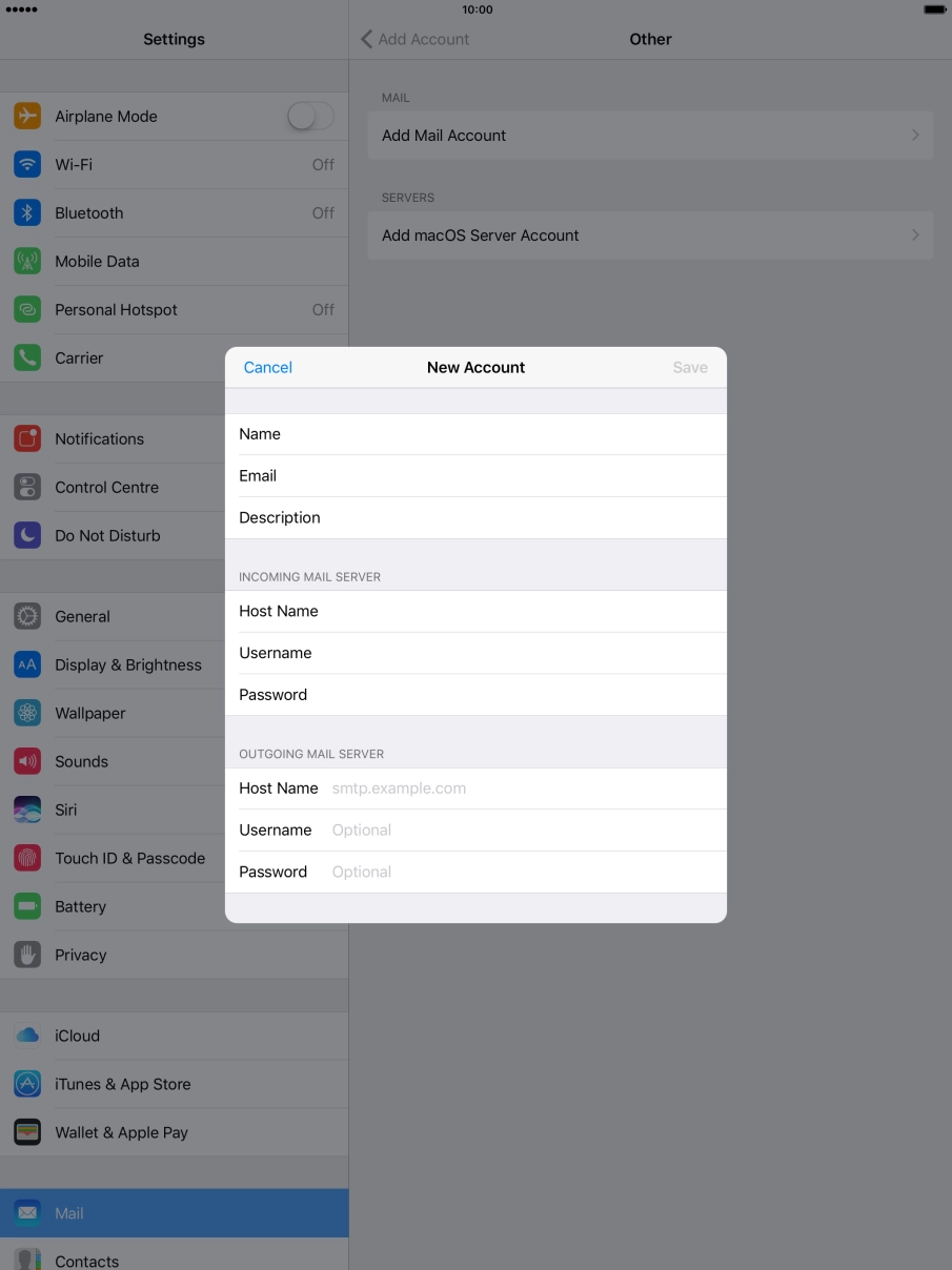 Press Host Name and key in the name of your email provider's outgoing server. Press Host Name and key in the name of your email provider's outgoing server.