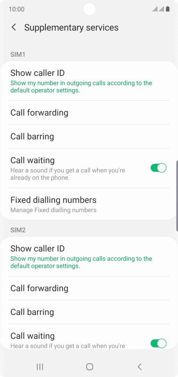 Press Call barring below the required SIM. Press Call barring below the required SIM.