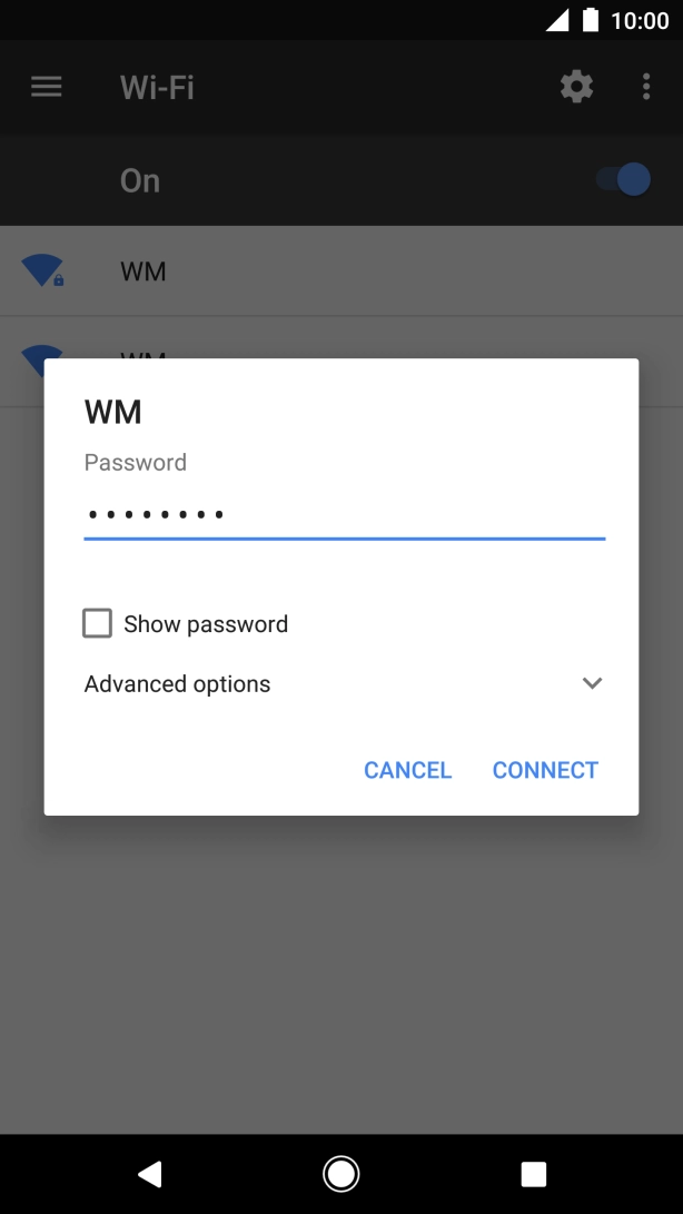 Key in the password for the Wi-Fi network and press CONNECT.