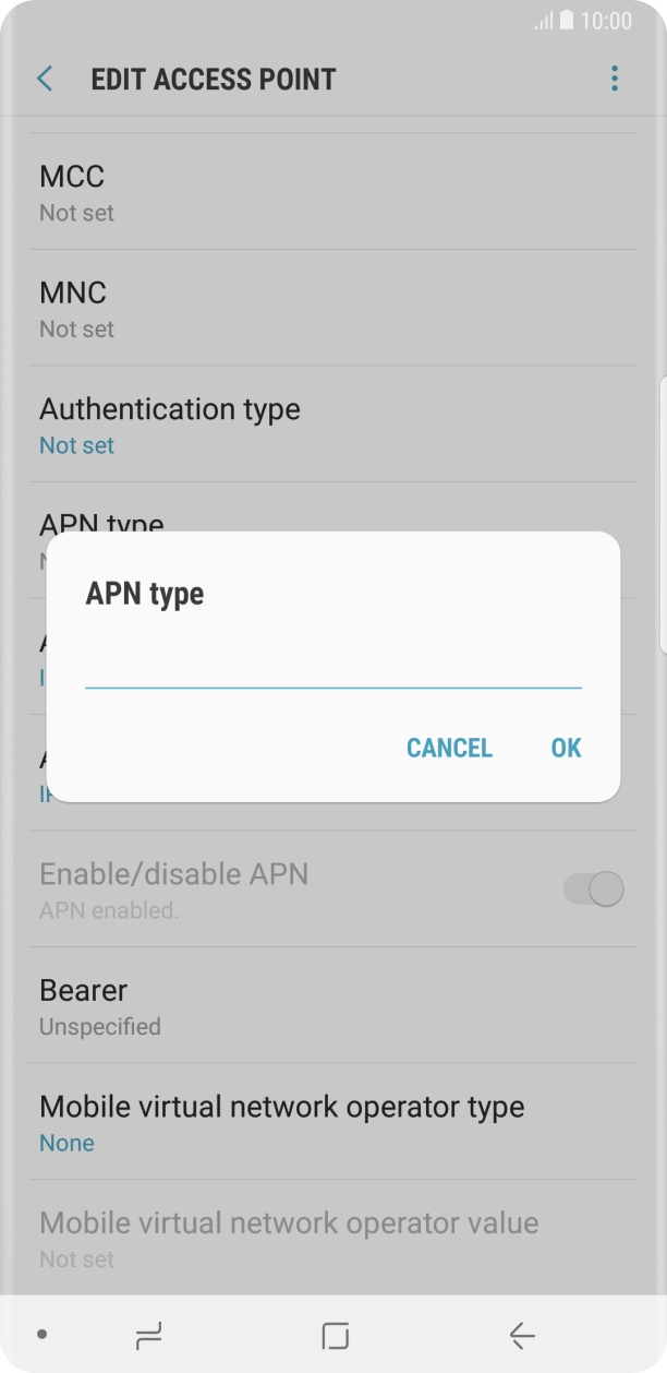 Key in default and press OK. Key in default and press OK.