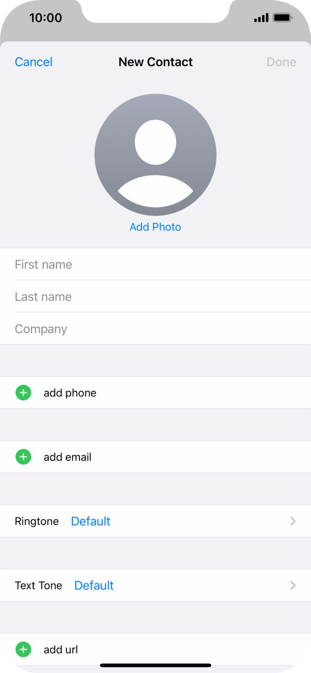 Press First name and key in the first name.