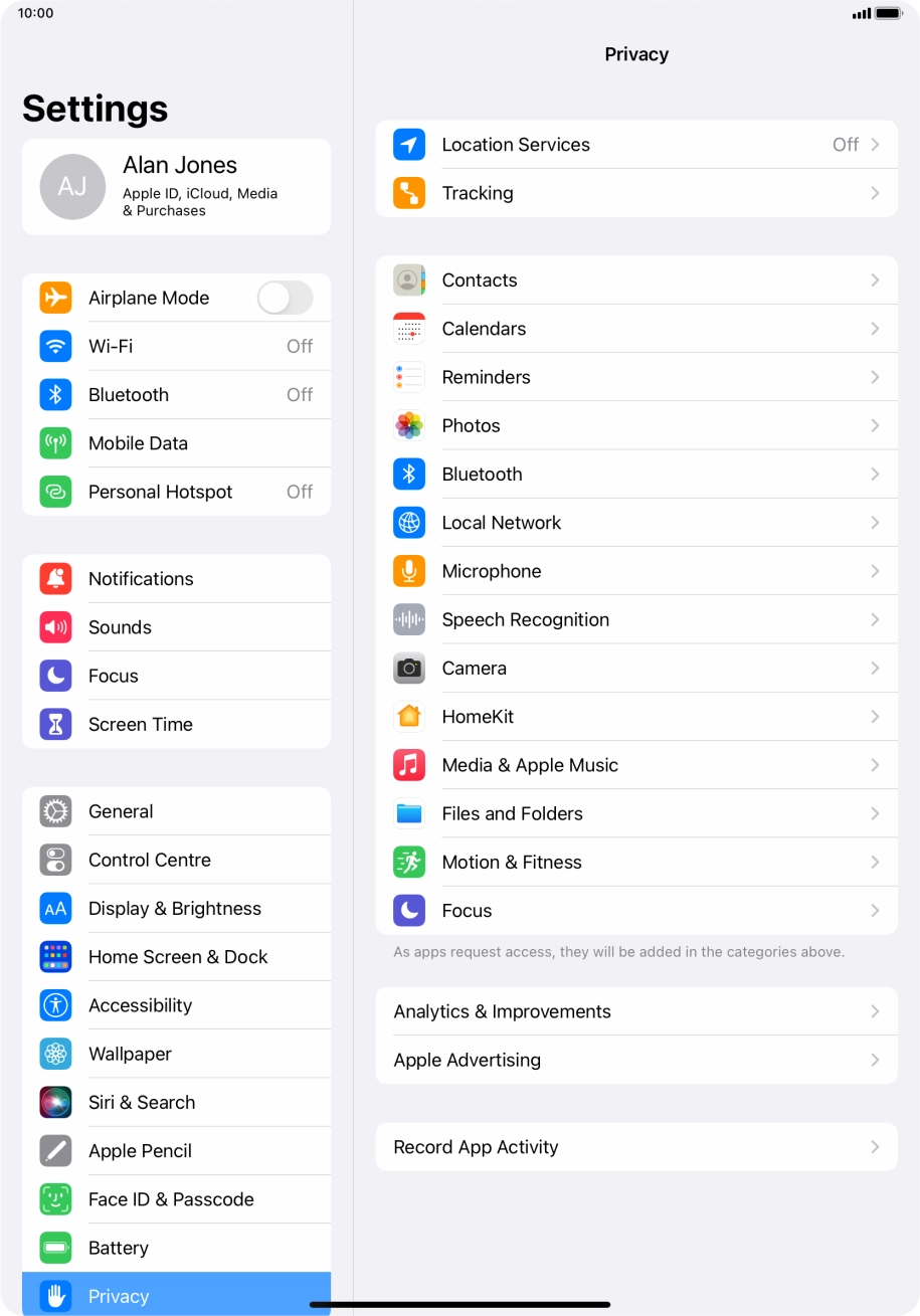 Press Location Services.