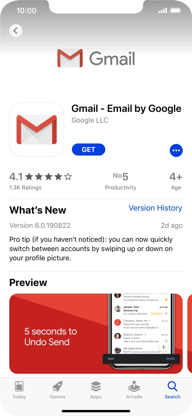 Press GET and follow the instructions on the screen to install the app.