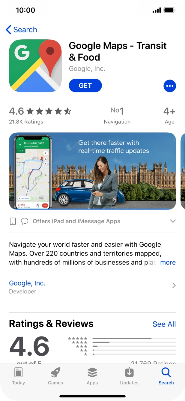 Press GET and follow the instructions on the screen to install the app.