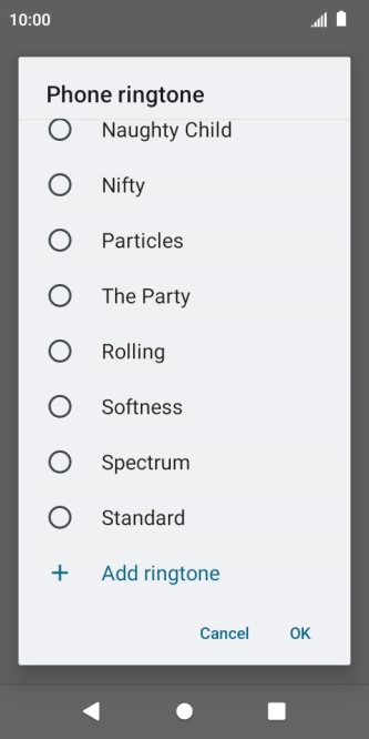 To use a different ring tone than the default ones, press Add ringtone and follow the instructions on the screen to select the required ring tone.