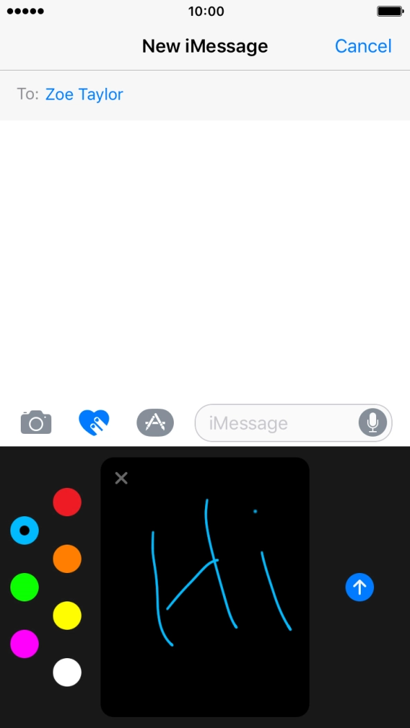 Press the send icon when you've finished your iMessage.