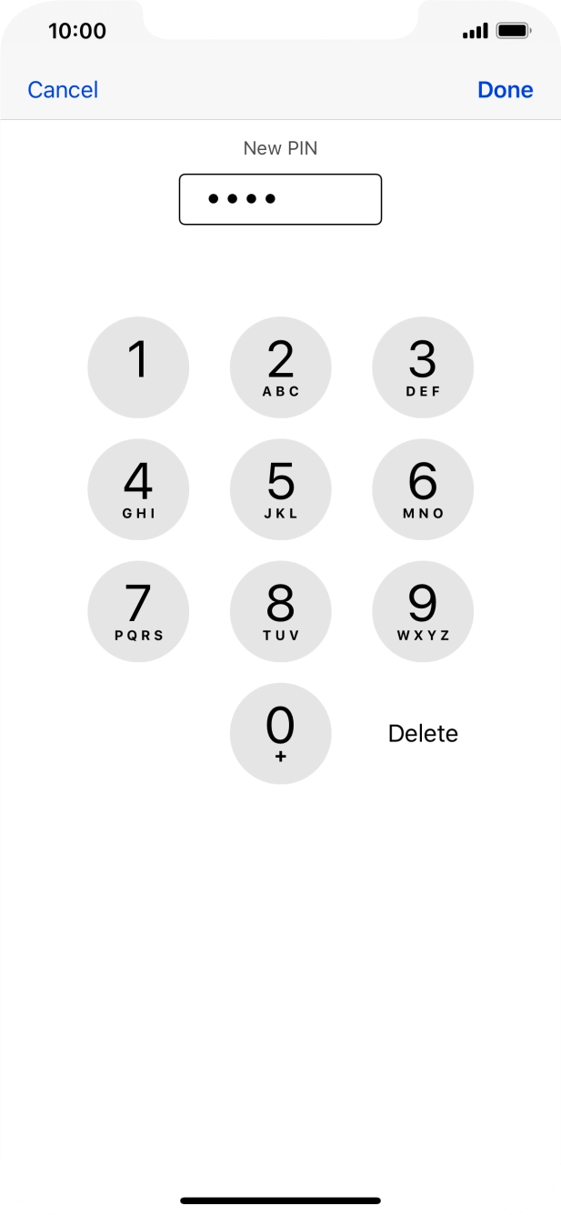 Key in a new four-digit PIN and press Done.