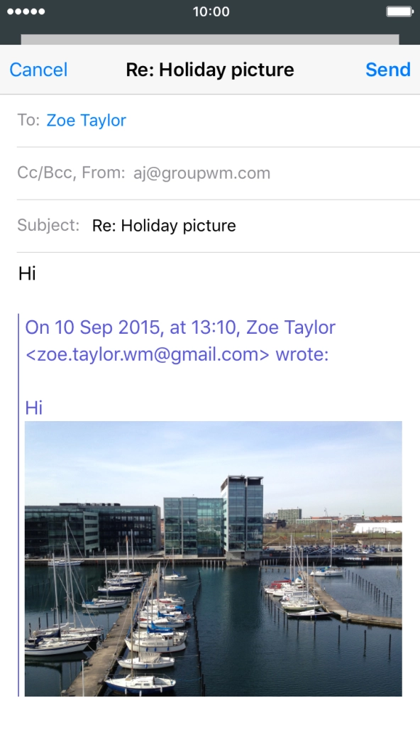 Write the text and press Send.