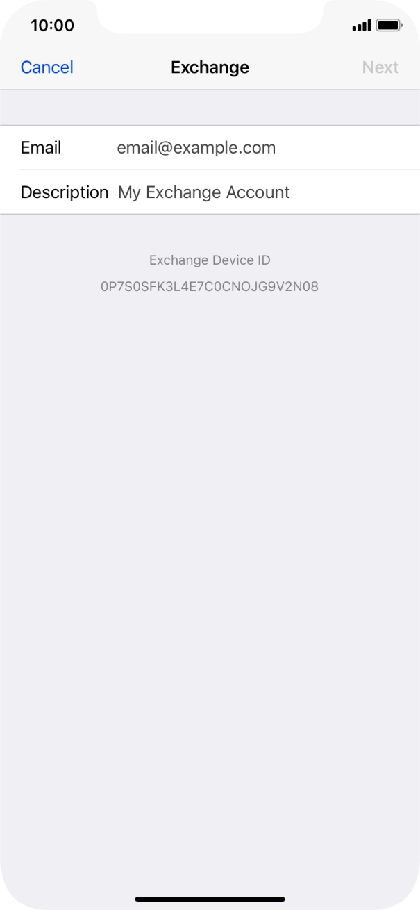 Press Email and key in your email address.