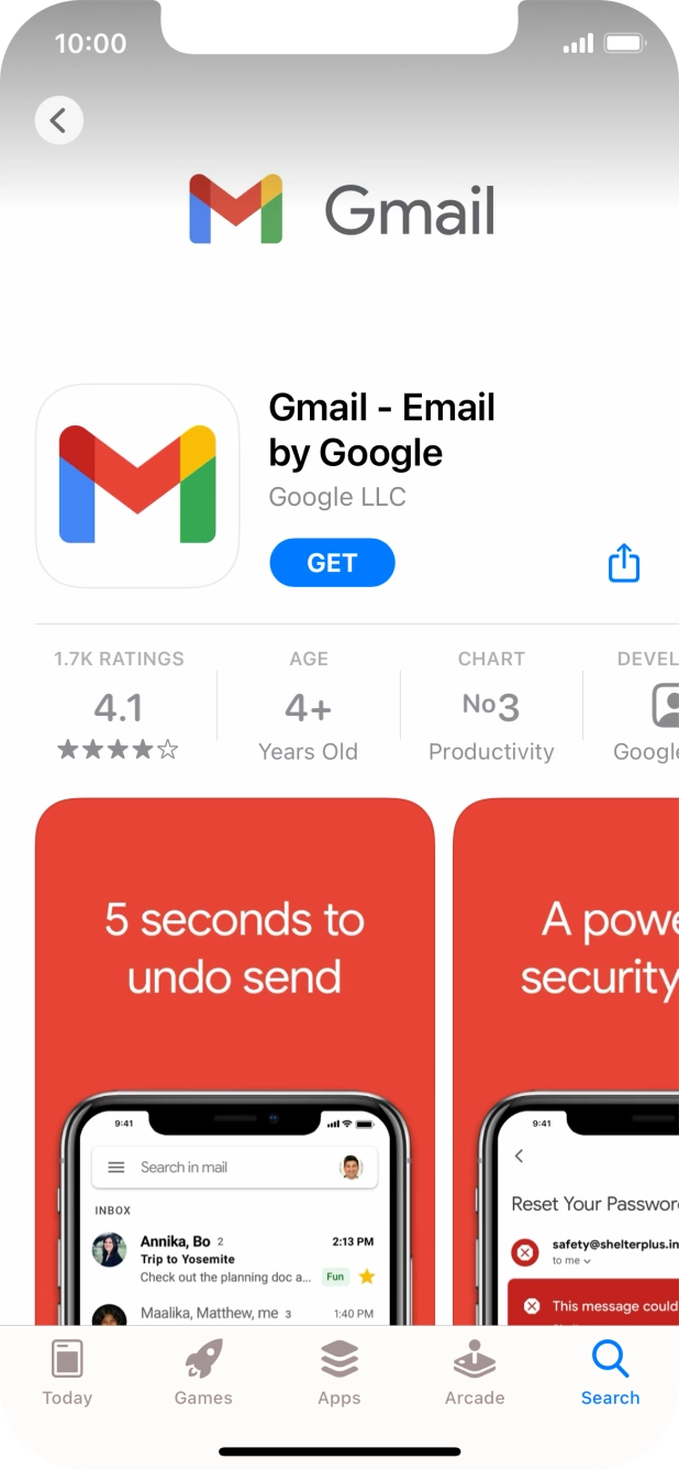 Press GET and follow the instructions on the screen to install the app.