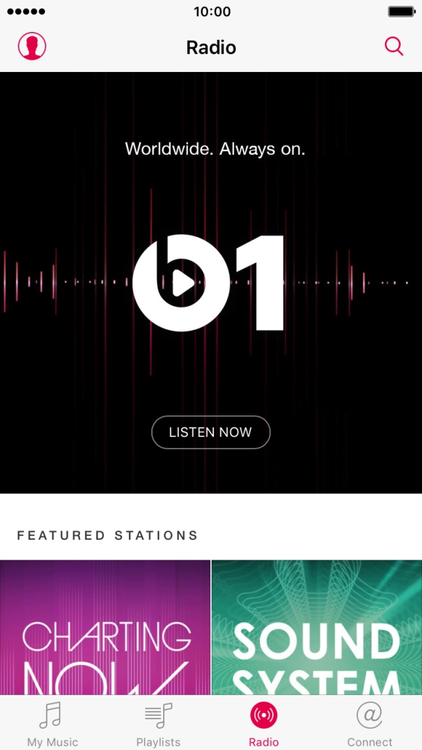 Press LISTEN NOW to start playback of Beats 1.