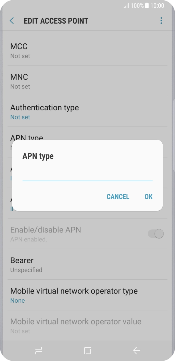 Key in default and press OK. Key in default and press OK.